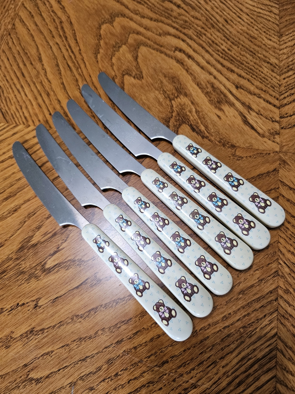 Vintage 80s Set of 6 Tienshan Country Bear Theodore Knives Grandma Cottagecore